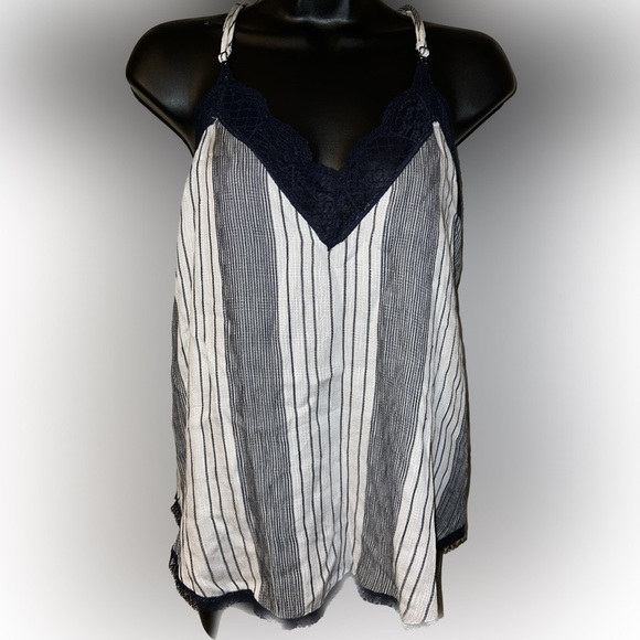 Lovestitch pinstripe camisole with lace, size small - Picture 1 of 7